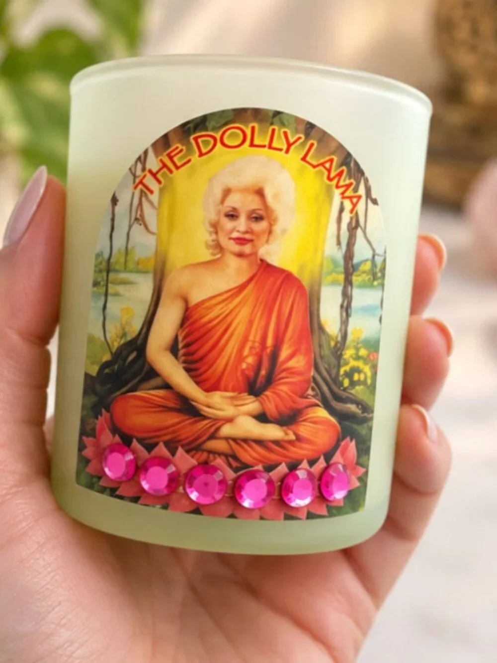 The Dolly Lama ✨ Healing & Peace Scented Art Candle | Handmade Embellished